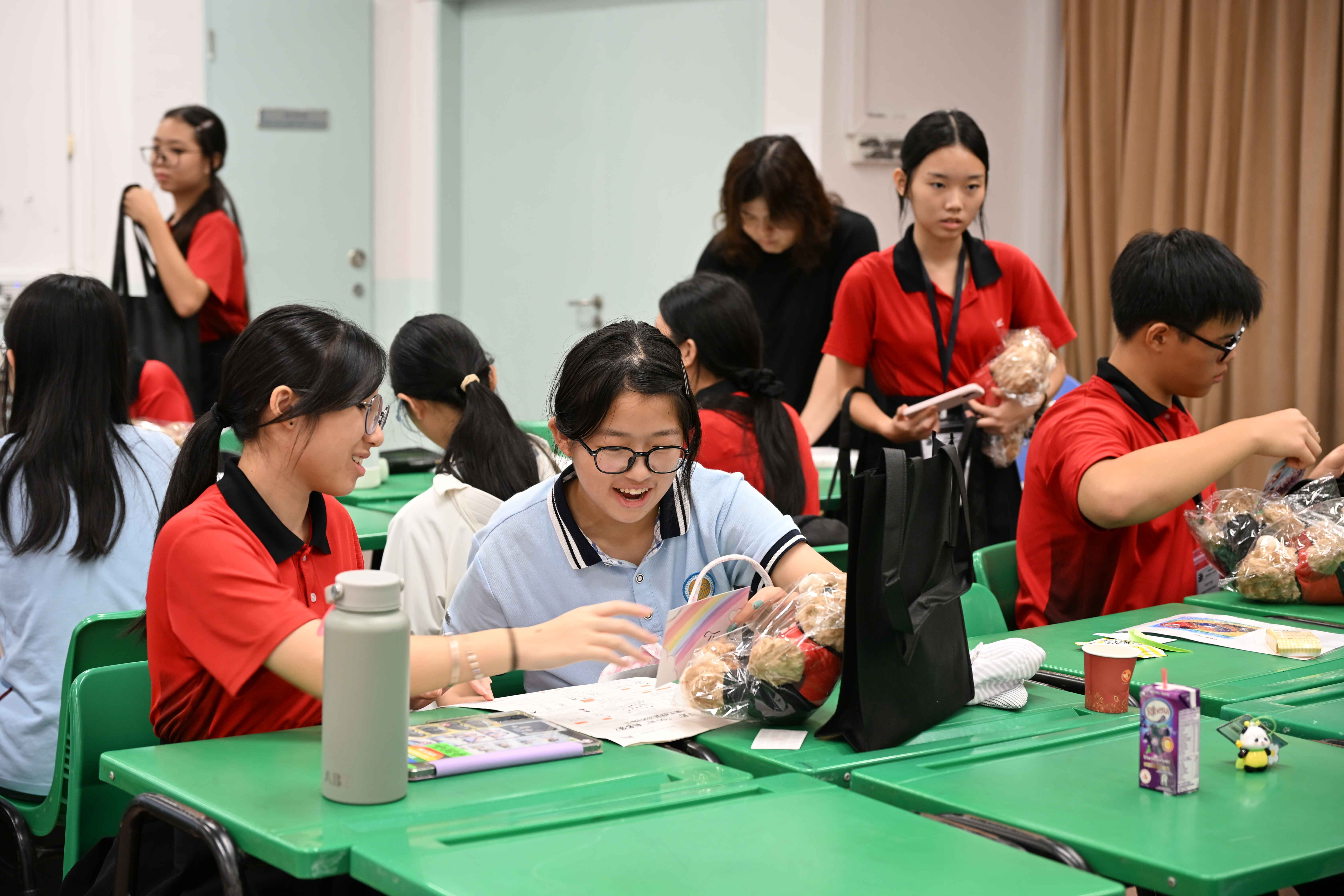 Students exchanging gifts
